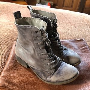 Distressed Leather Combat Boots Sz 38